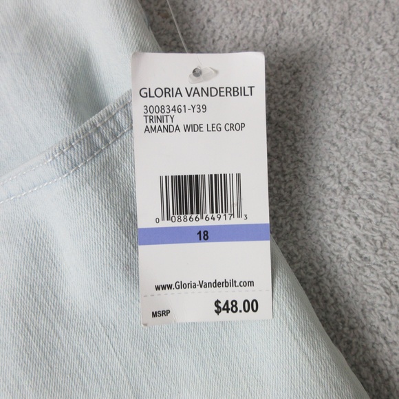 Gloria Vanderbilt Womens Wide Leg Crop Jeans 18 Light Blue 5 Pocket Denim Casual - Picture 12 of 14